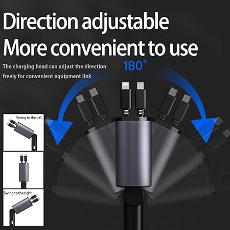 شاحن سريع للسيارة قابل للسحب بمنفذ USB C