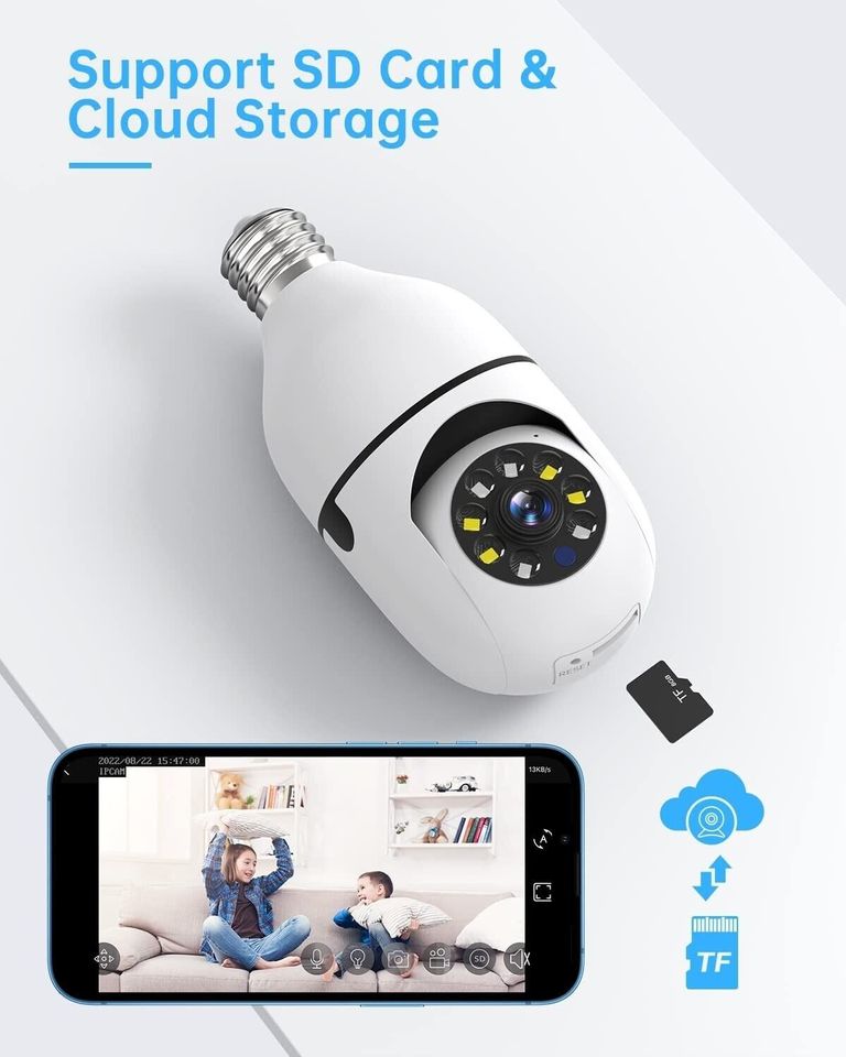 كاميرا مراقبة Wi-Fi بانورامية 360° | Tuya E27 - تصوير ليلي ذكي