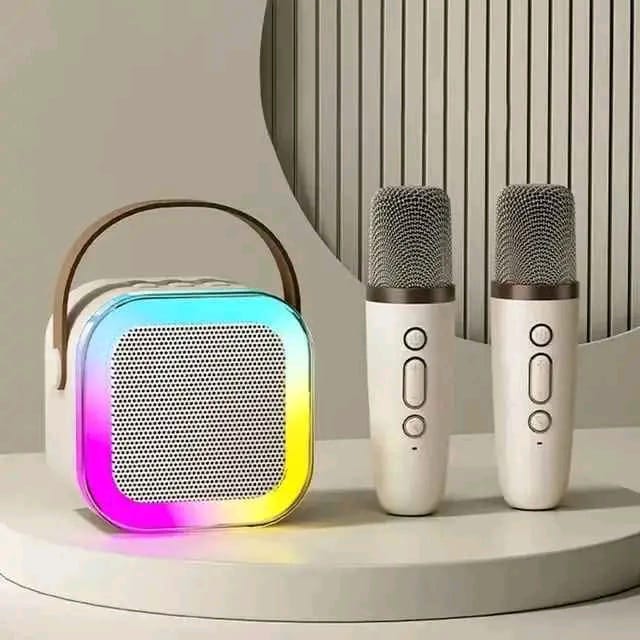 صب كاريوكي احترافي مع 2 مايك وإضاءة RGB | صوت قوي