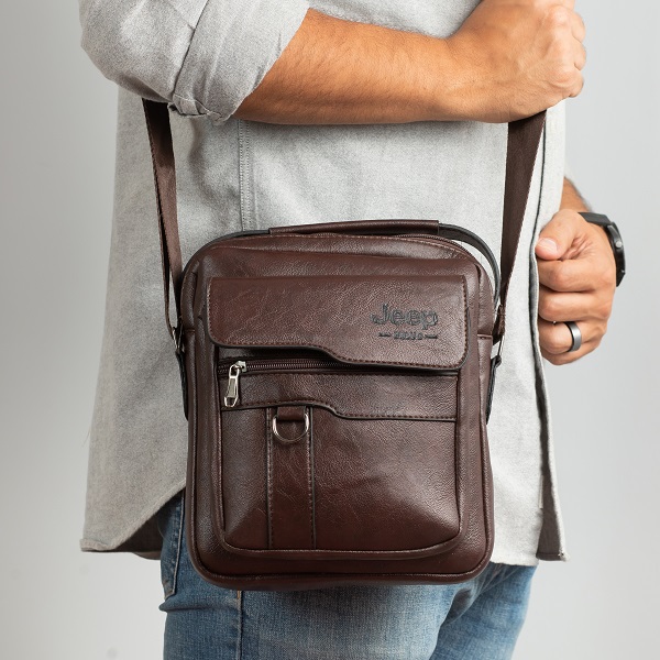 شنطة كروس رجالي جلد مستورد  Jeep Cross Bag
