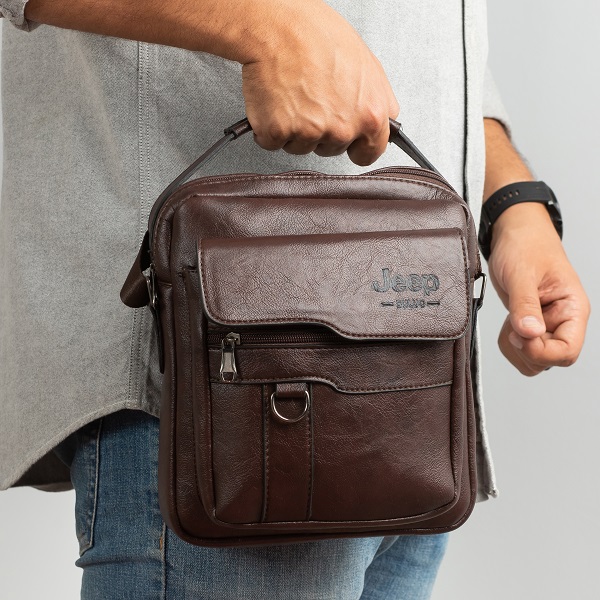 شنطة كروس رجالي جلد مستورد  Jeep Cross Bag
