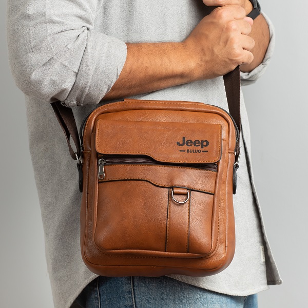 شنطة كروس رجالي جلد مستورد  Jeep Cross Bag