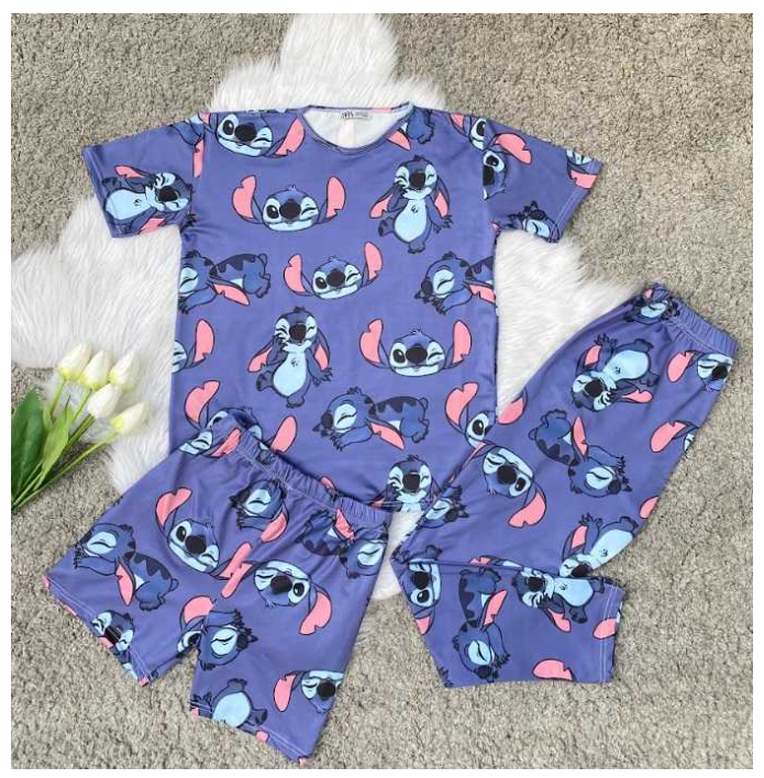 بيجامة Stitch Disney – 3 قطع بستايل كاجوال مريح ولمسة ديزني مرحة