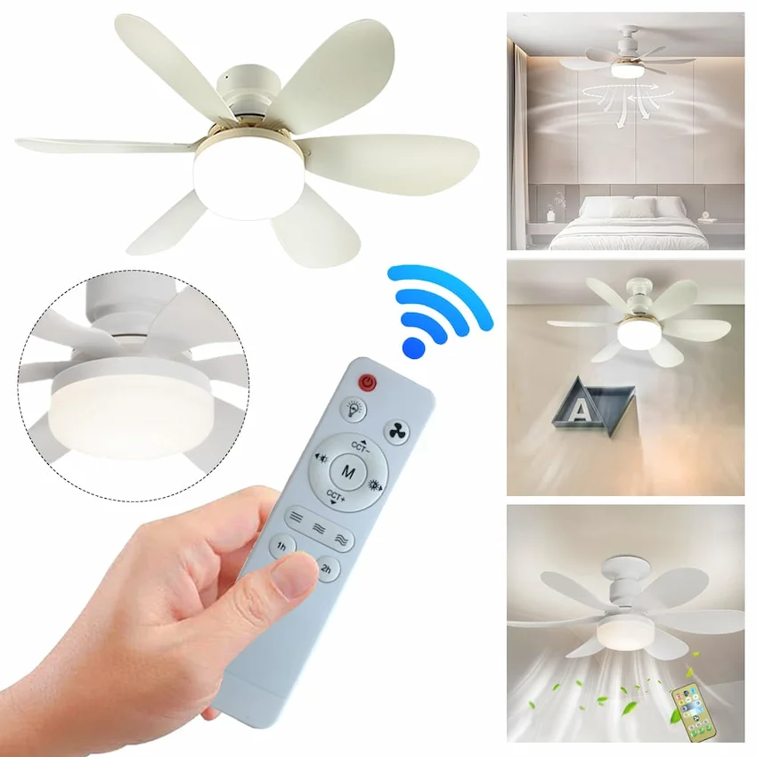 مروحة سقف 2×1 مع كشاف LED بالريموت
