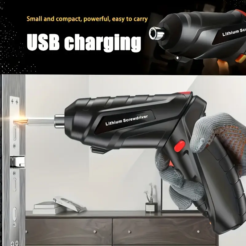 مفك وشنيور كهربائي صغير مع شنطة أدوات – شحن USB