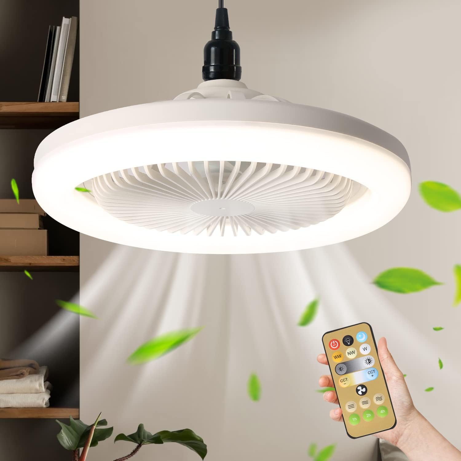 مروحة سقف متنقلة بإضاءة LED – 2×1 هواء قوي × إضاءة موفرة