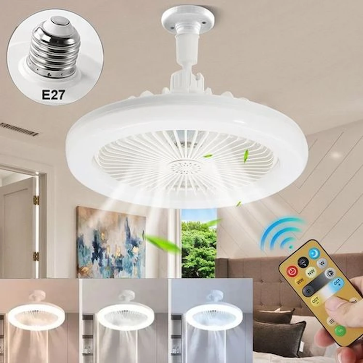 مروحة سقف متنقلة بإضاءة LED – 2×1 هواء قوي × إضاءة موفرة