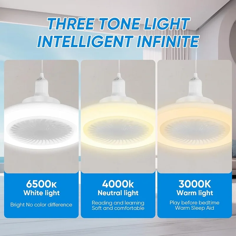 مروحة سقف متنقلة بإضاءة LED – 2×1 هواء قوي × إضاءة موفرة