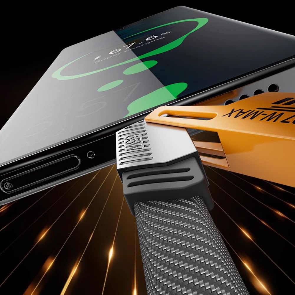 • كابل شاحن USB متعدد 15 سم، شحن سريع 65 واط 3 في 1 (Lightning, Type-C & Micro USB)