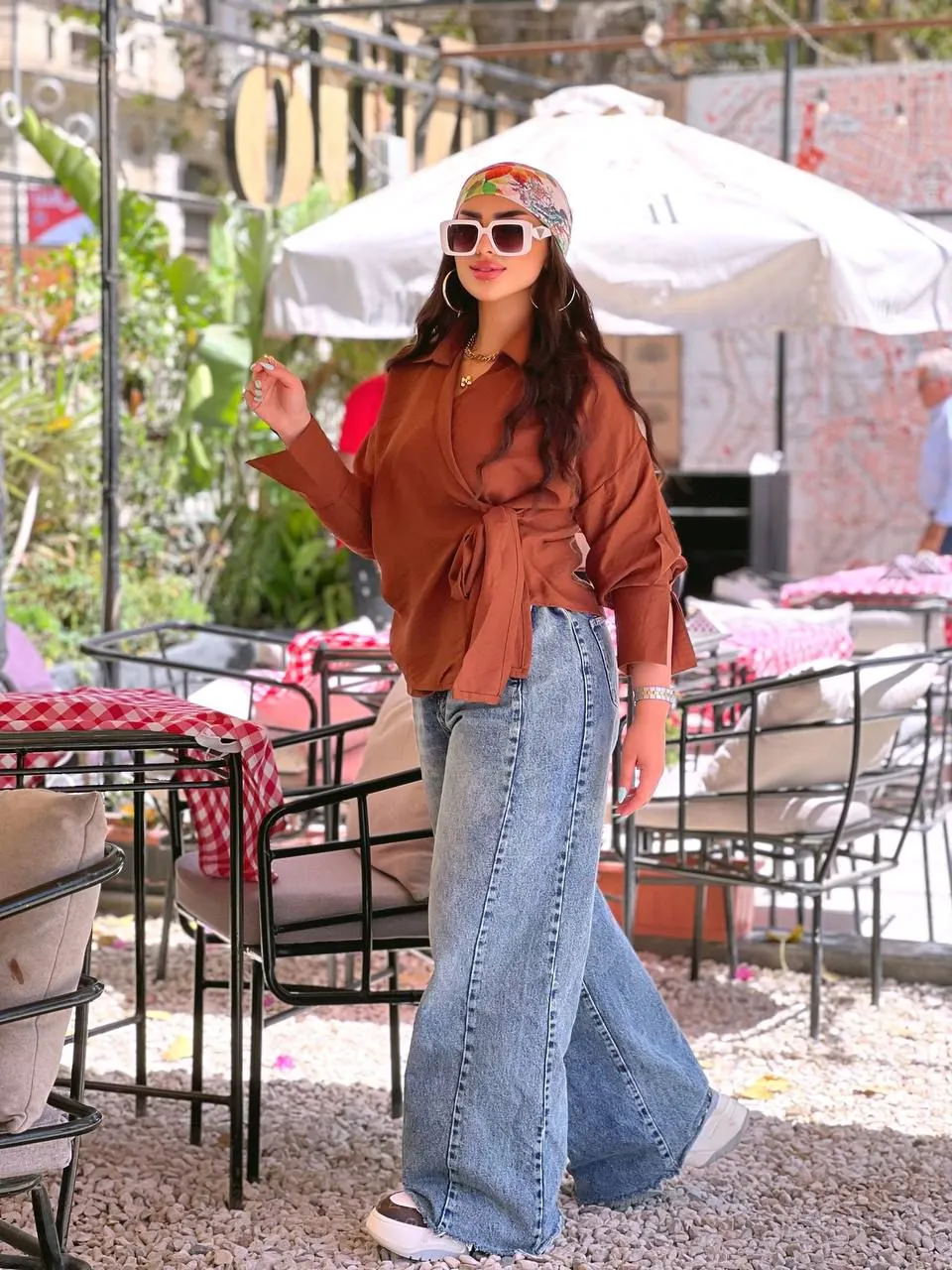 شميز بني كتان خامه اسباني freesize 