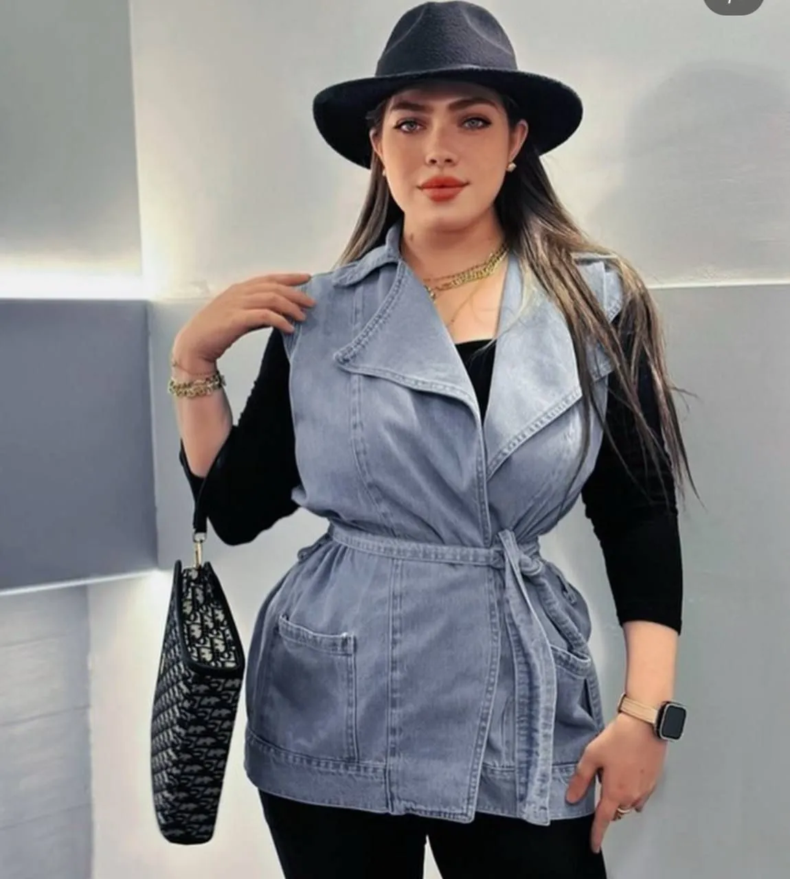 جاكت جينز كات اوفر سايز جراي free size