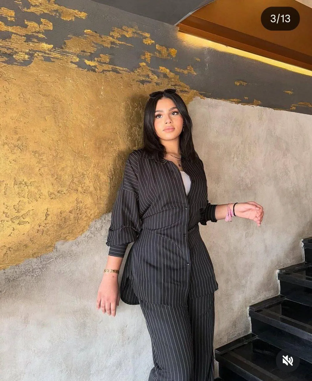 سوت مقلم اسود free size