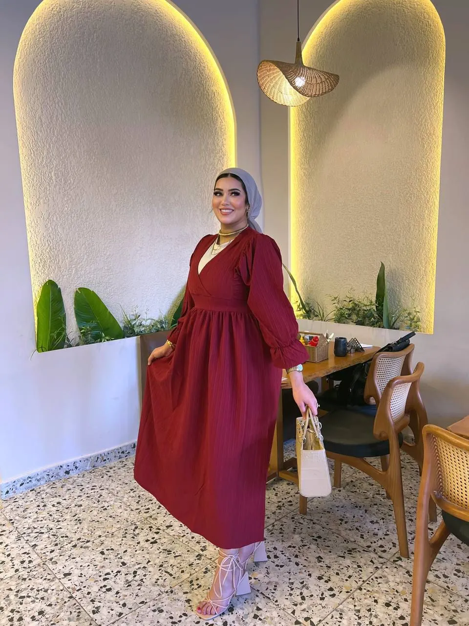 دريس الخامه فريسكا احمر free size