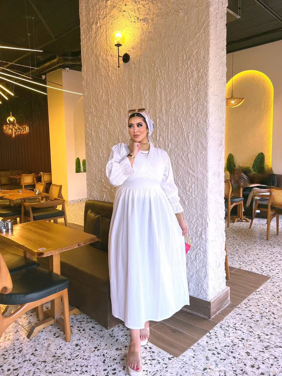 دريس الخامه فريسكا ابيض  free size