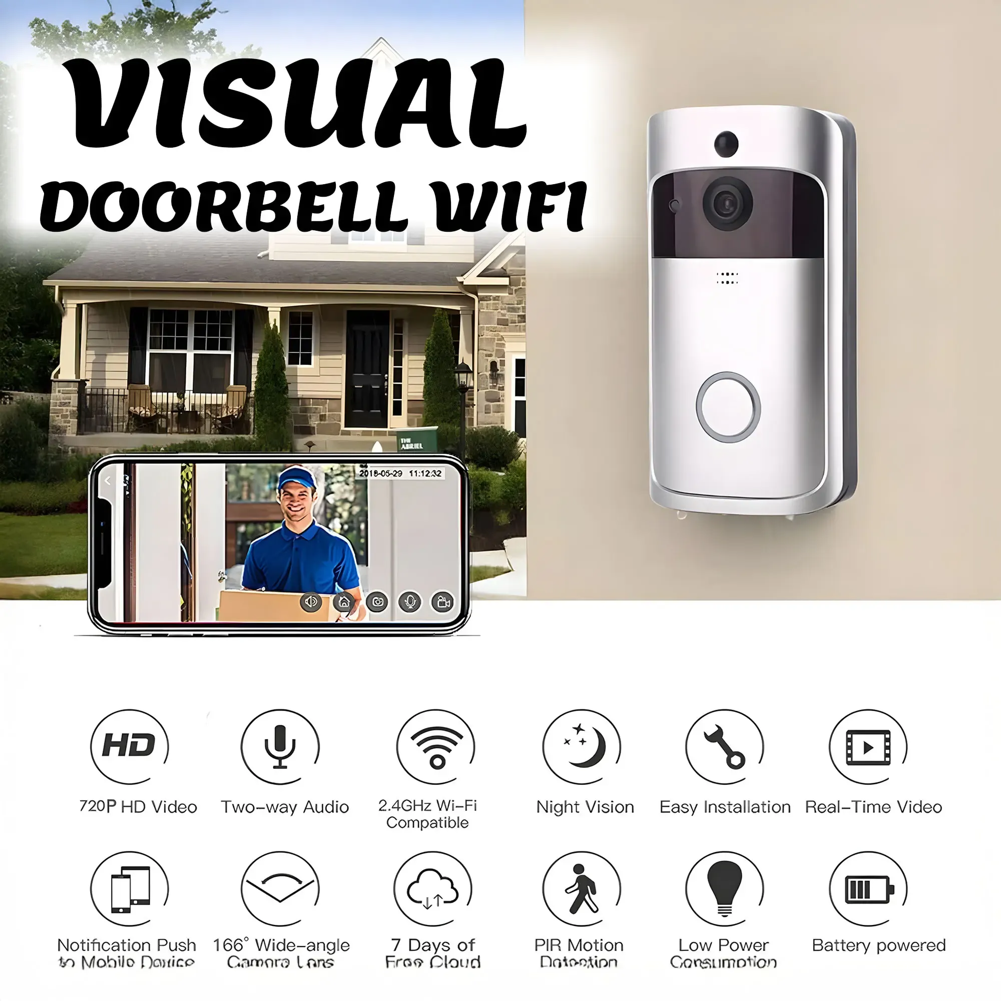 جرس الباب الذكي بكاميرا - Visual Doorbell WiFi