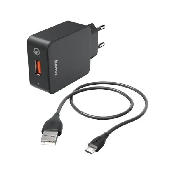  Charger Kit Micro USB 3A Charger QC 3.0 + Micro-USB Cable 1.5m Black