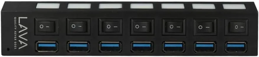 موزع USB 7 منافذ سرعة 2.0/3.0 - حتى 480 ميجابايت في الثانية أسود