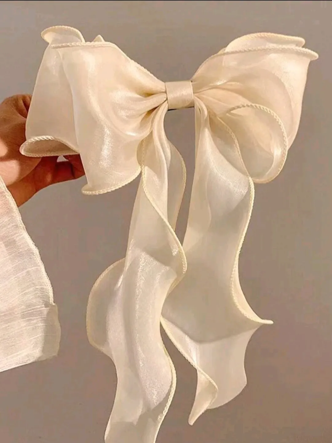 Mesh Ribbon Bow With Curly Tails - image 3