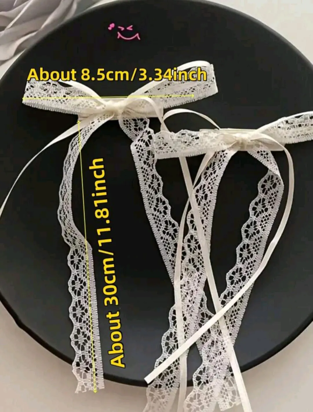 2pcs Lace Bow Beaded Ribbon Hair Clips, Ballet Girl School Style