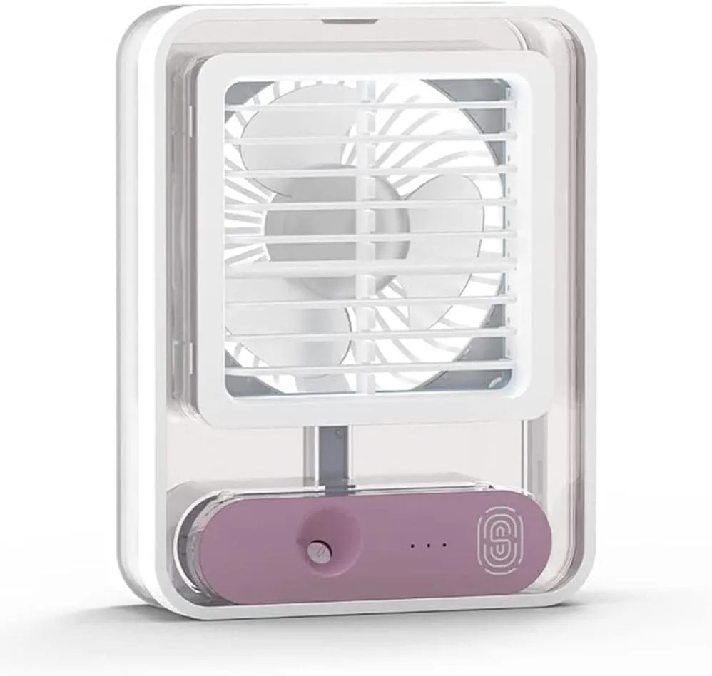 مروحة صغيرة مع جهاز بخار ولمبة مكتب LED