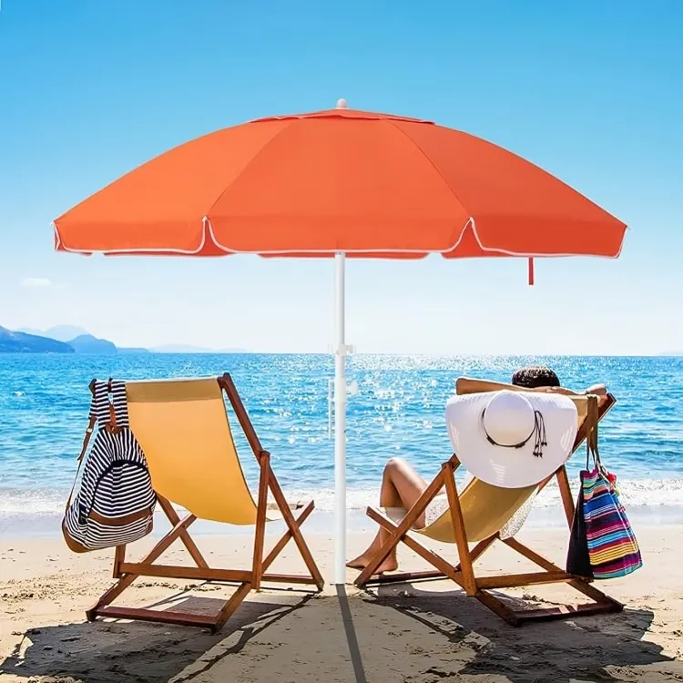 مظلة شاطئ مع مثبت رمل وآلية إمالة