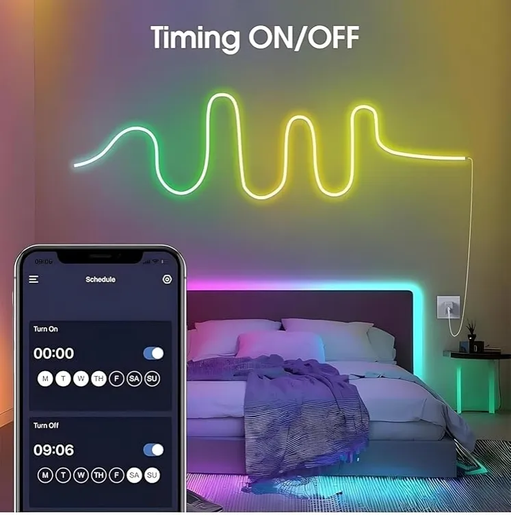 شريط إضاءة نيون متعدد الألوان بتحكم عن بعد