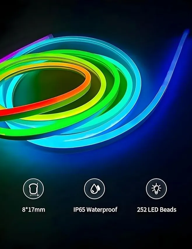 شريط إضاءة نيون متعدد الألوان بتحكم عن بعد