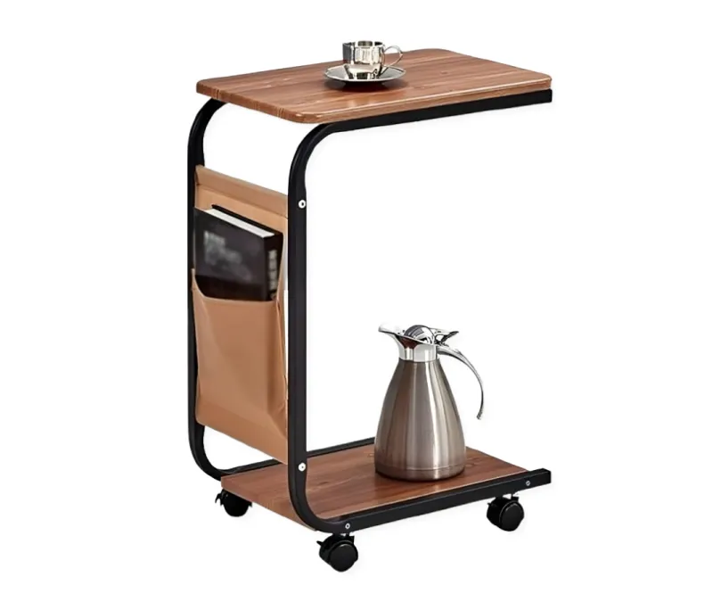 طاولة قهوة جانبية صغيرة بعجلات