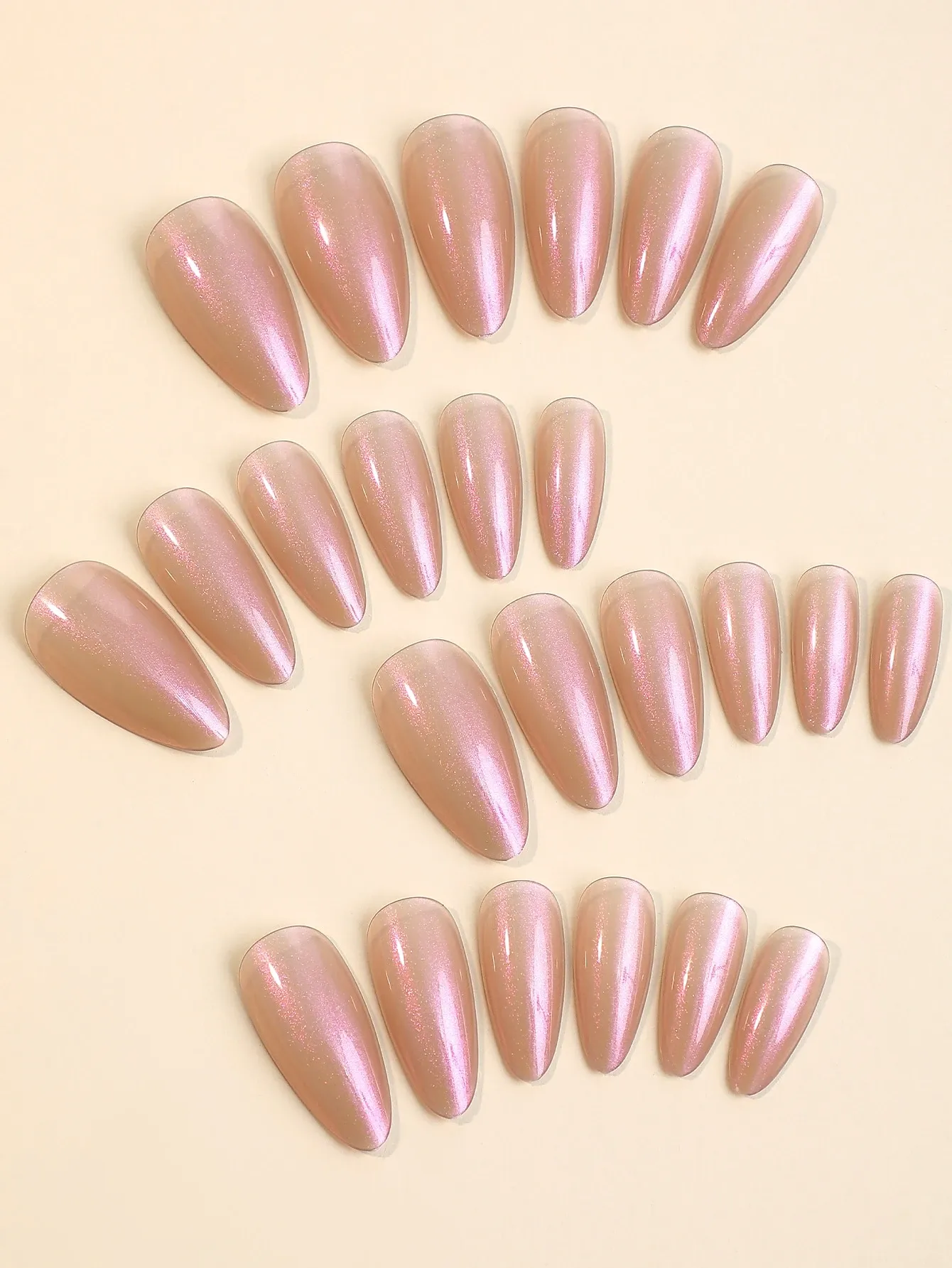 French Tip Press On Nails Almond Medium Fake Nails With Chrome Designs