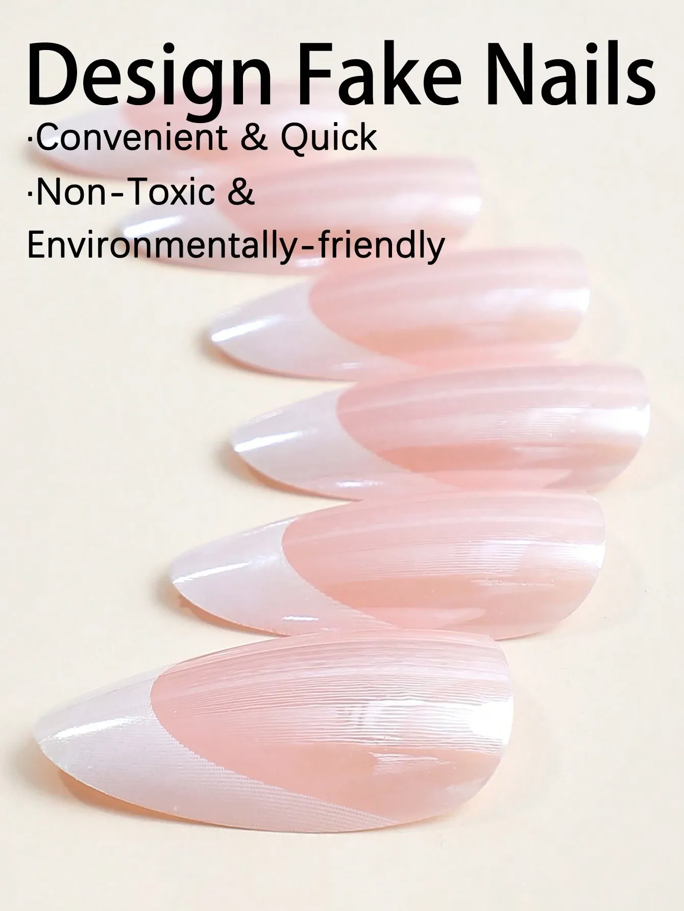 French Tip Press On Nails Almond Medium Fake Nails With Chrome Designs