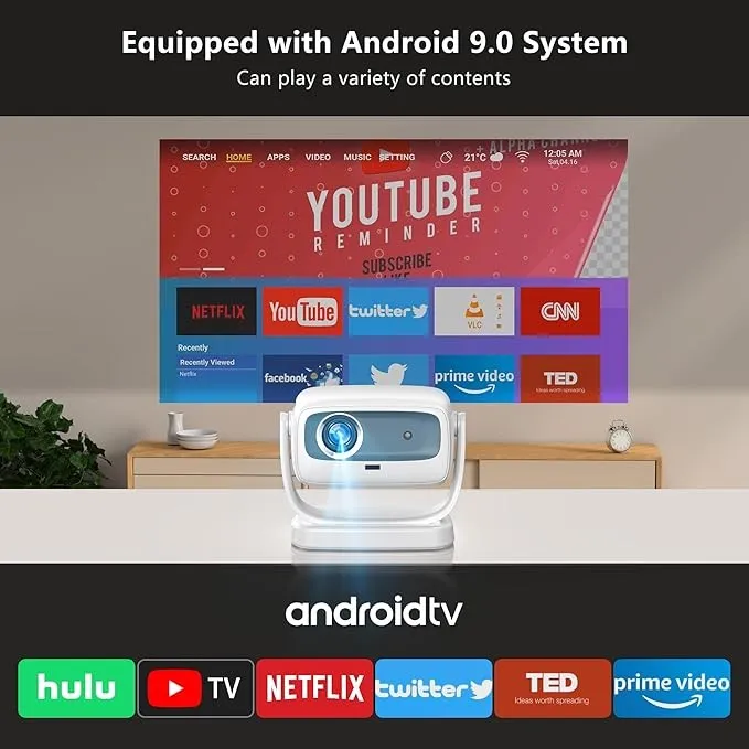 جهاز عرض DANCIEYA 4K مزود بحامل حر بزاوية 180 درجة