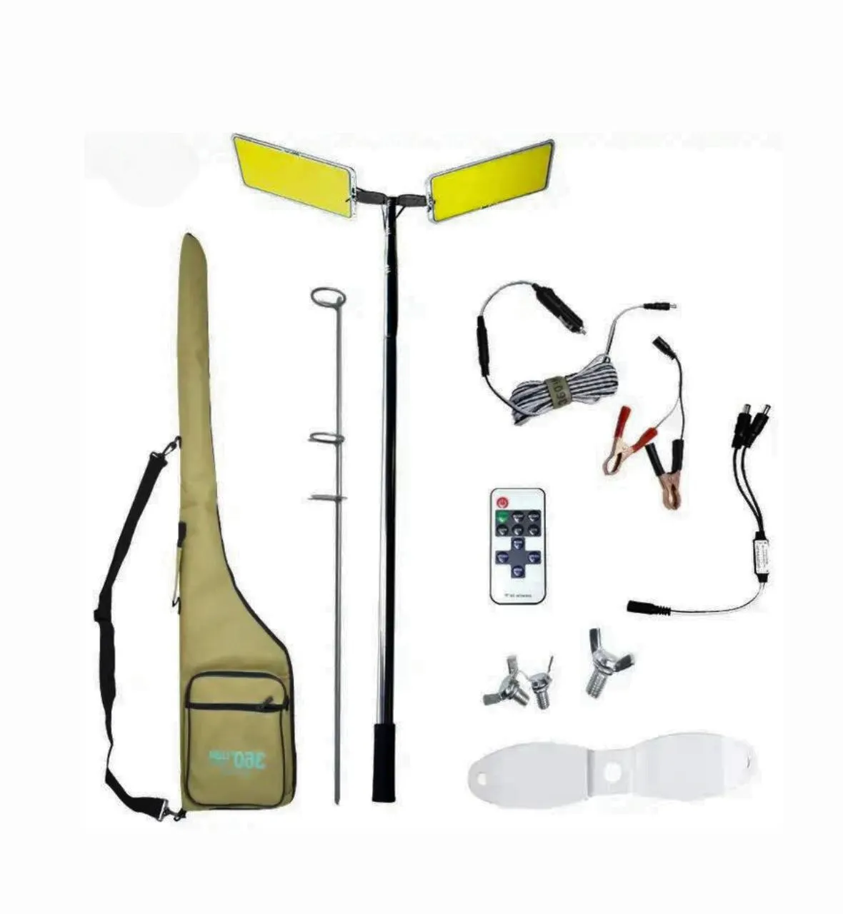 مجموعة مصابيح LED للتخييم بعمود تلسكوبي خارجي