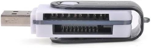 محول قارئ بطاقات متعددة 4 في 1، منفذ USB 2.0 لبطاقات الذاكرة مايكرو وترانس فلاش وبطاقة الوسائط المتعددة وذاكرة ستيك وذاكرة ستيك مايكرو