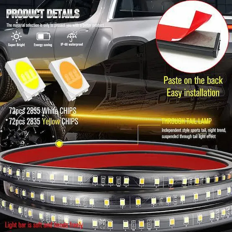 شريط إضاءة الكبوت LED للسيارة – مقاوم للمطر مع تحكم ريموت
