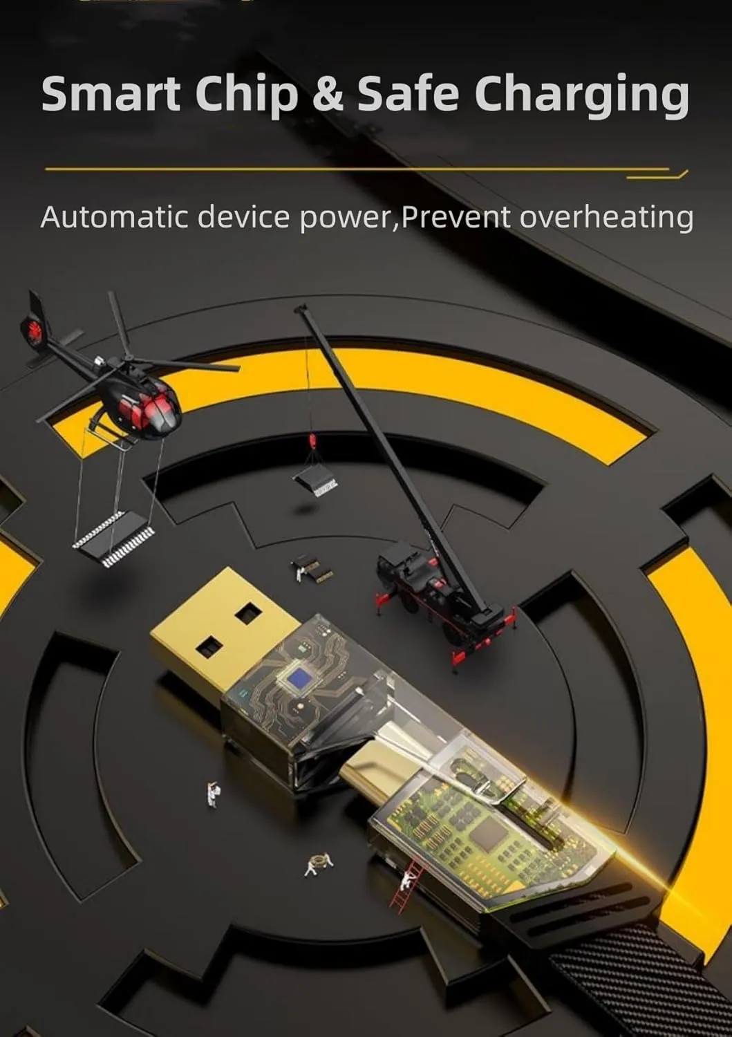 كابل شاحن USB متعدد 15 سم، شحن سريع 65 واط 3 في 1 (Lightning, Type-C & Micro USB)