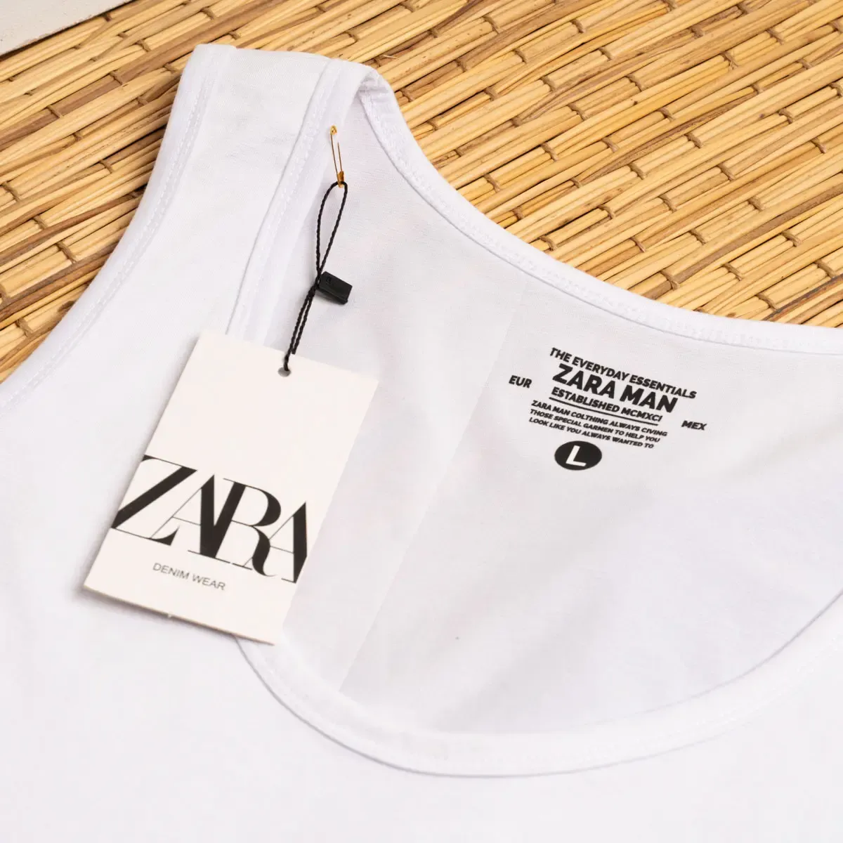 تيشرت ZARA كت رجالي بيزك قطن | أبيض وأسود | حتى 4XL