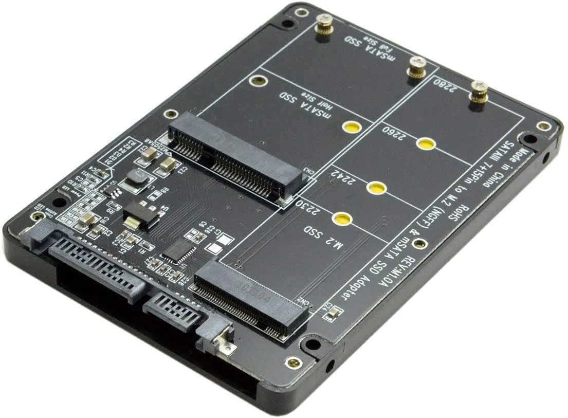 ان اف اتش كيه 2 في 1 كومبو M.2 NGFF B-Key & mSATA SSD إلى SATA 3.0 حافظة محول