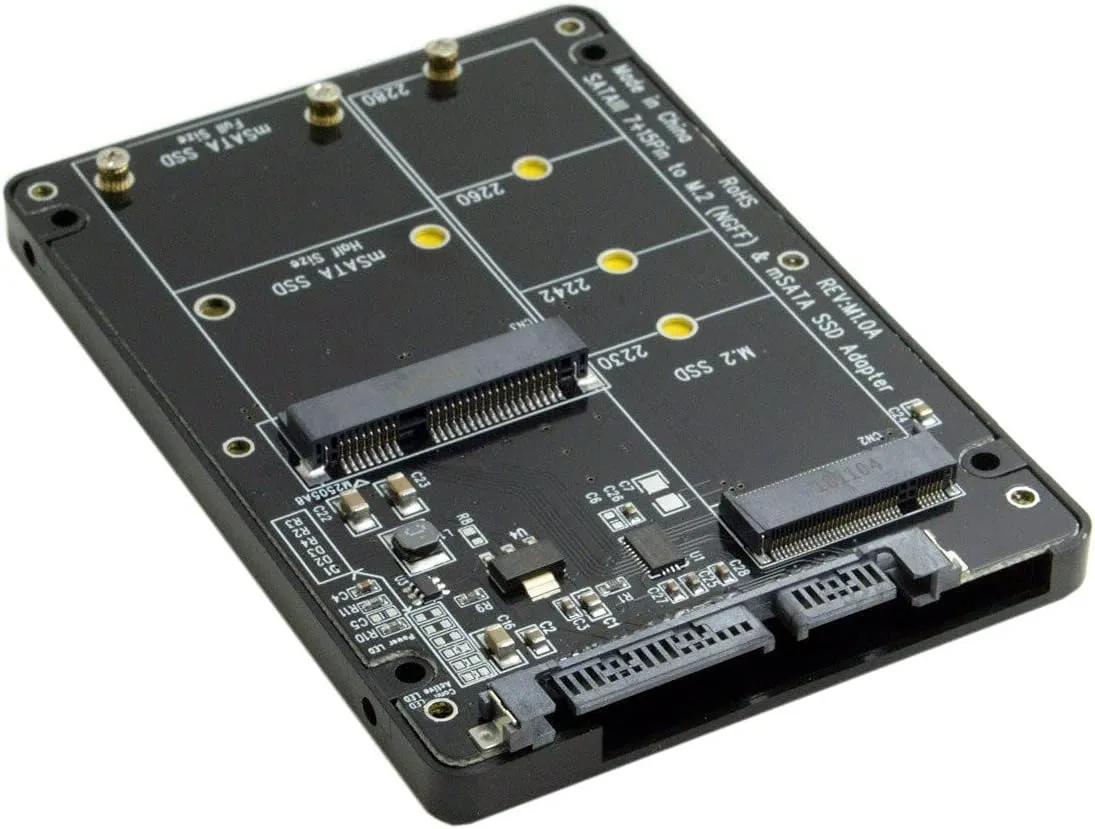 ان اف اتش كيه 2 في 1 كومبو M.2 NGFF B-Key & mSATA SSD إلى SATA 3.0 حافظة محول