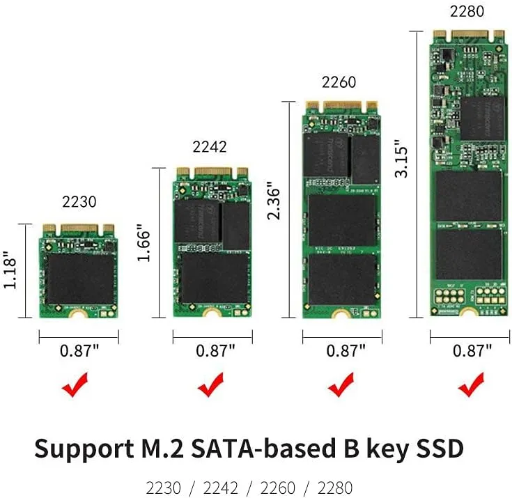 ان اف اتش كيه 2 في 1 كومبو M.2 NGFF B-Key & mSATA SSD إلى SATA 3.0 حافظة محول