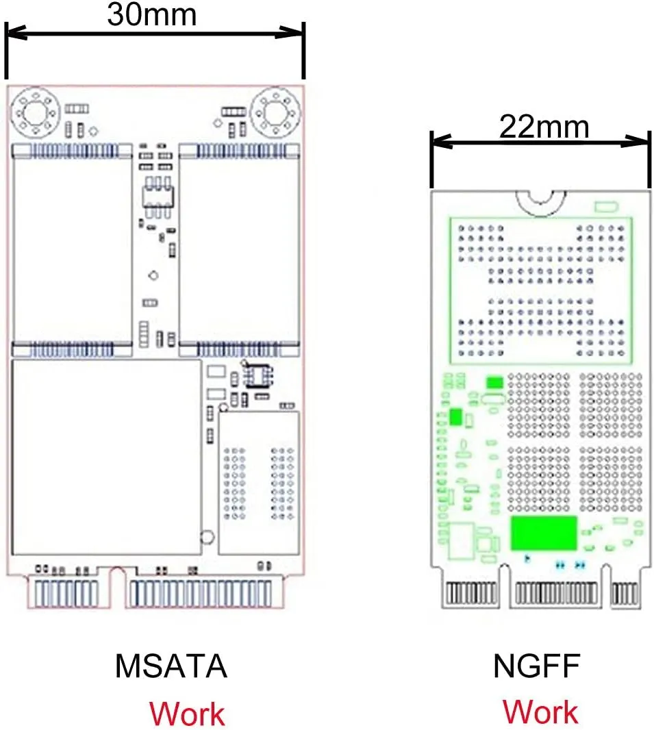 ان اف اتش كيه 2 في 1 كومبو M.2 NGFF B-Key & mSATA SSD إلى SATA 3.0 حافظة محول