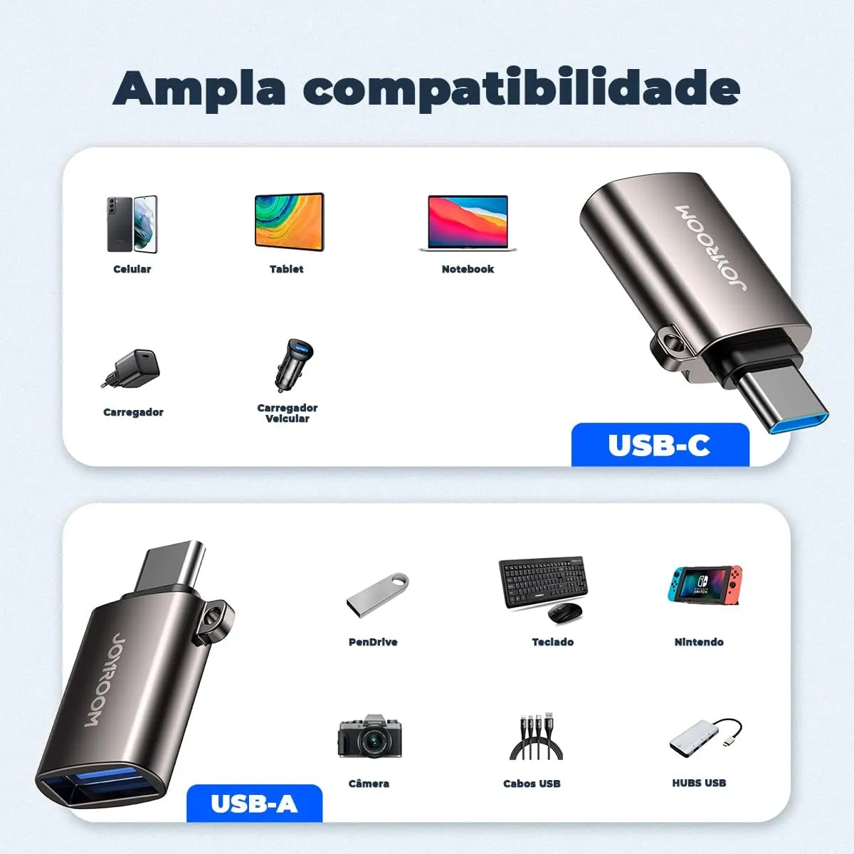محول USB سريع إلى نوع سي من جويروم، لون أسود S-H151، عدد المنافذ: 2