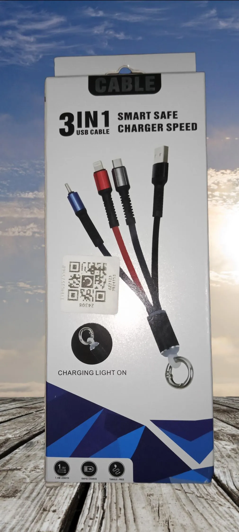 كابل شحن سريع متعدد 3 في 1 من النايلون المضفر USB الاستخدامات بوصلة لايتنينج ومايكرو وUSB نوع سي موصل يدعم الشحن السريع