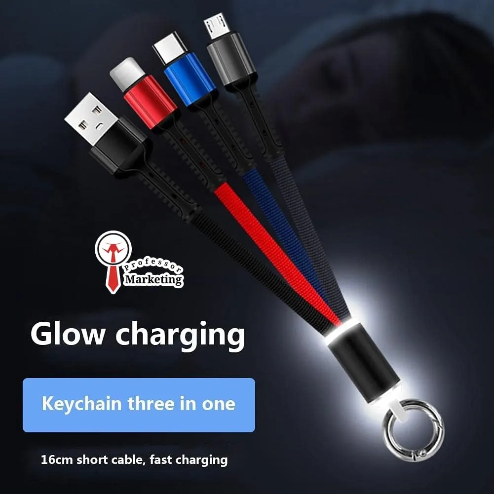 كابل شحن سريع متعدد 3 في 1 من النايلون المضفر USB الاستخدامات بوصلة لايتنينج ومايكرو وUSB نوع سي موصل يدعم الشحن السريع