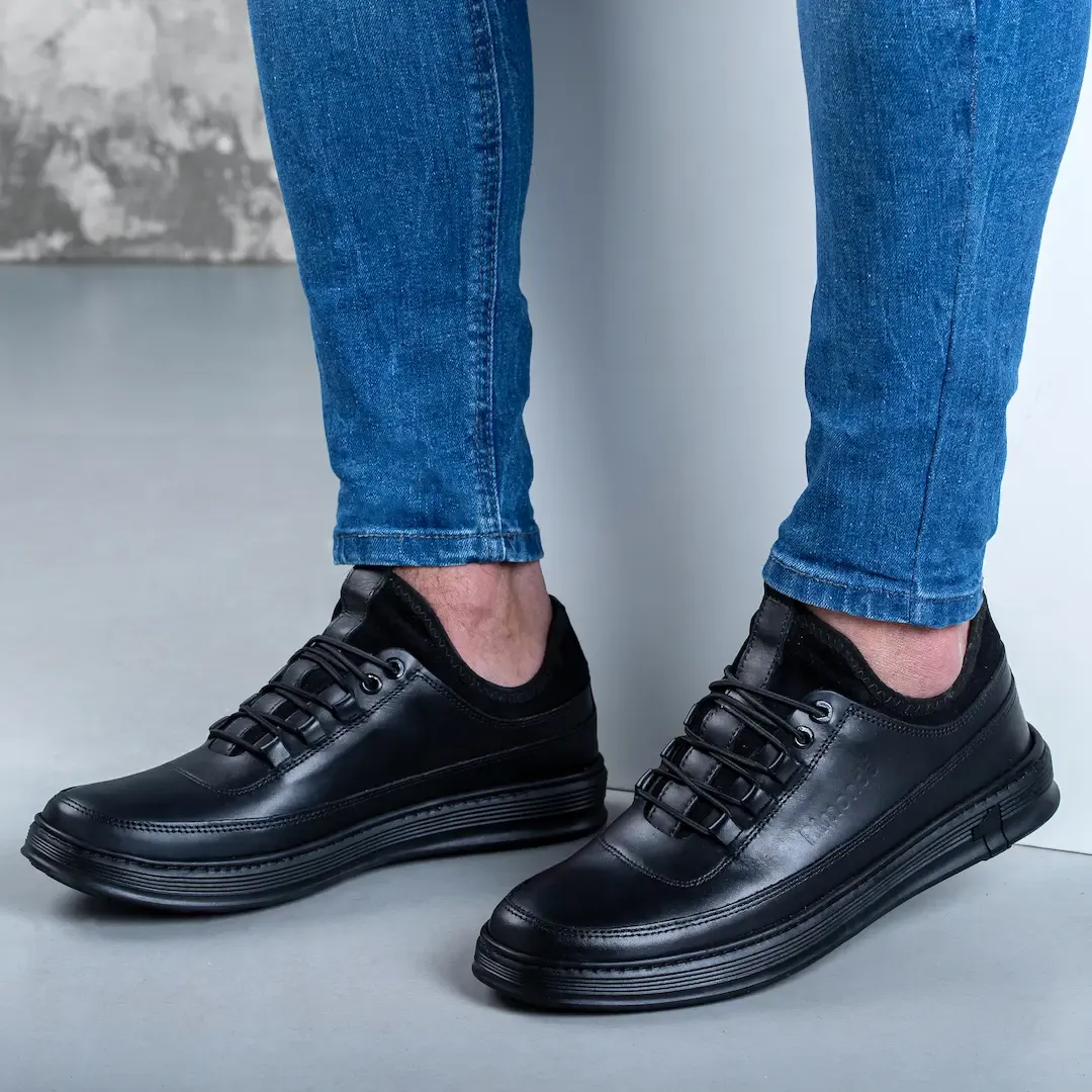 حذاء رجالي جلد طبيعي × ليكرا – كود 2301