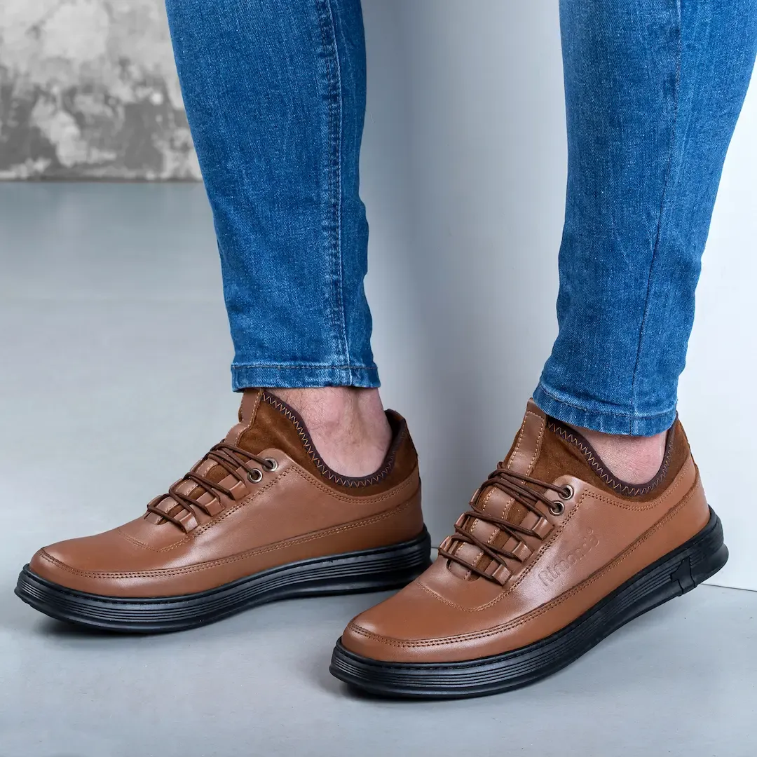 حذاء رجالي جلد طبيعي × ليكرا – كود 2301
