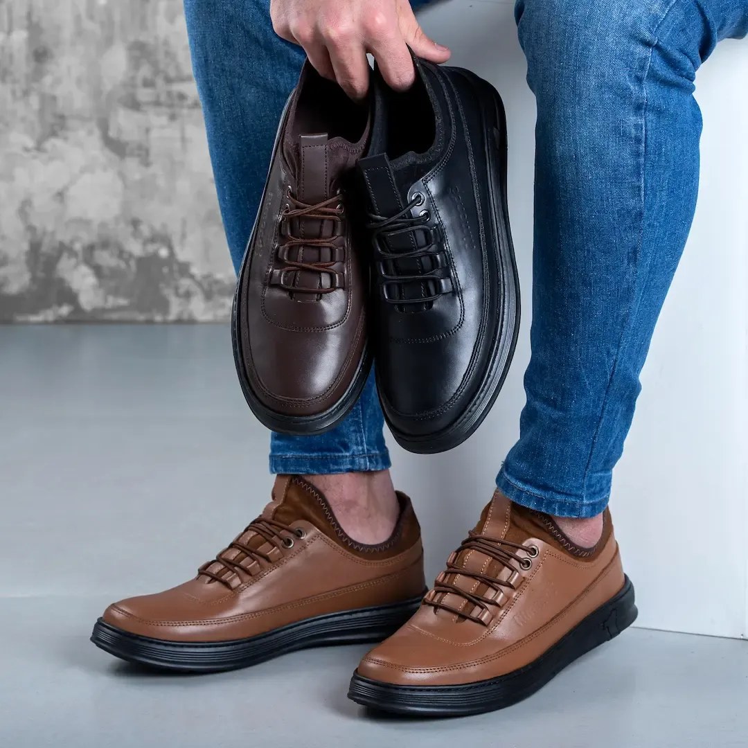 حذاء رجالي جلد طبيعي × ليكرا – كود 2301