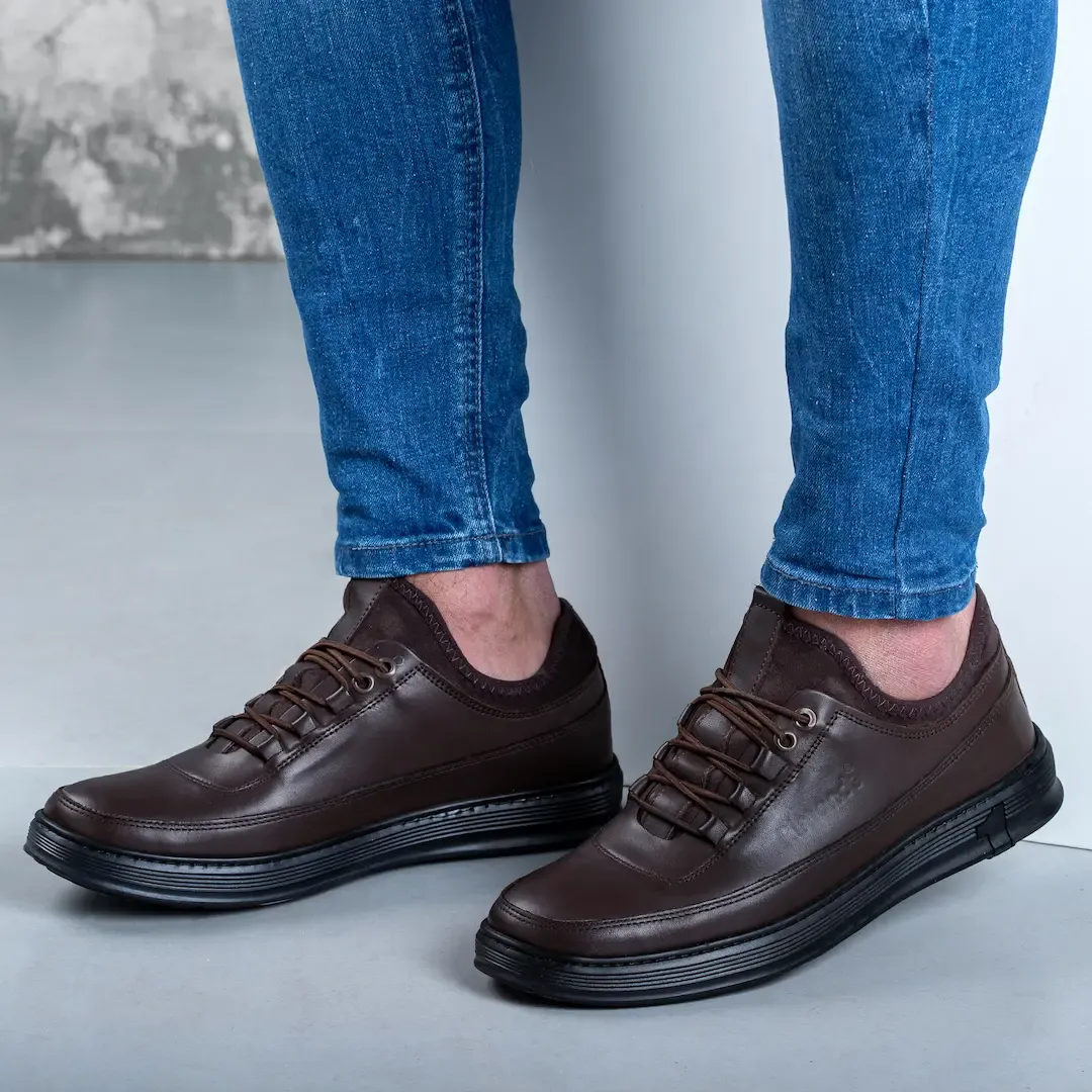 حذاء رجالي جلد طبيعي × ليكرا – كود 2301