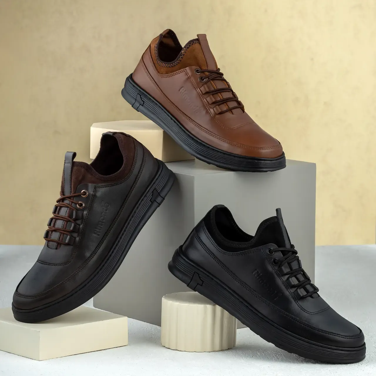 حذاء رجالي جلد طبيعي × ليكرا – كود 2301