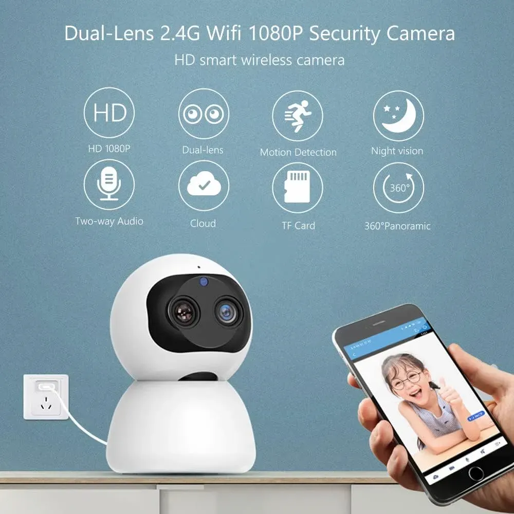 كاميرا مراقبة ذكية بانورامية 1080P مع تكبير 10x وتحكم 360°
