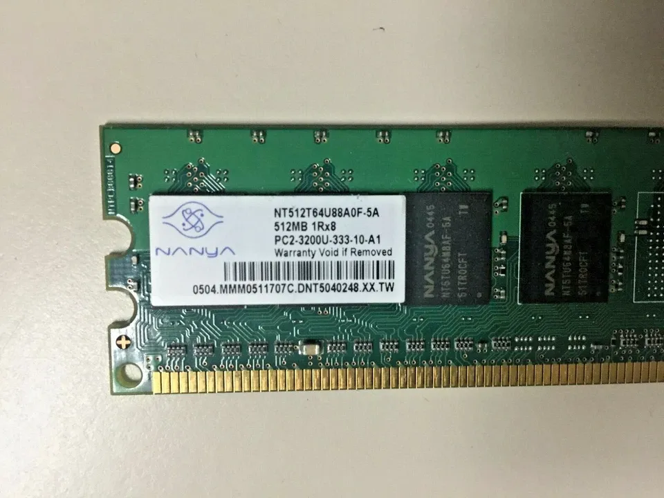Nanya NT512T64U88A0F-5A Desktop PC RAM Memory 512MB 1Rx8 PC2-3200U-333-10-A1